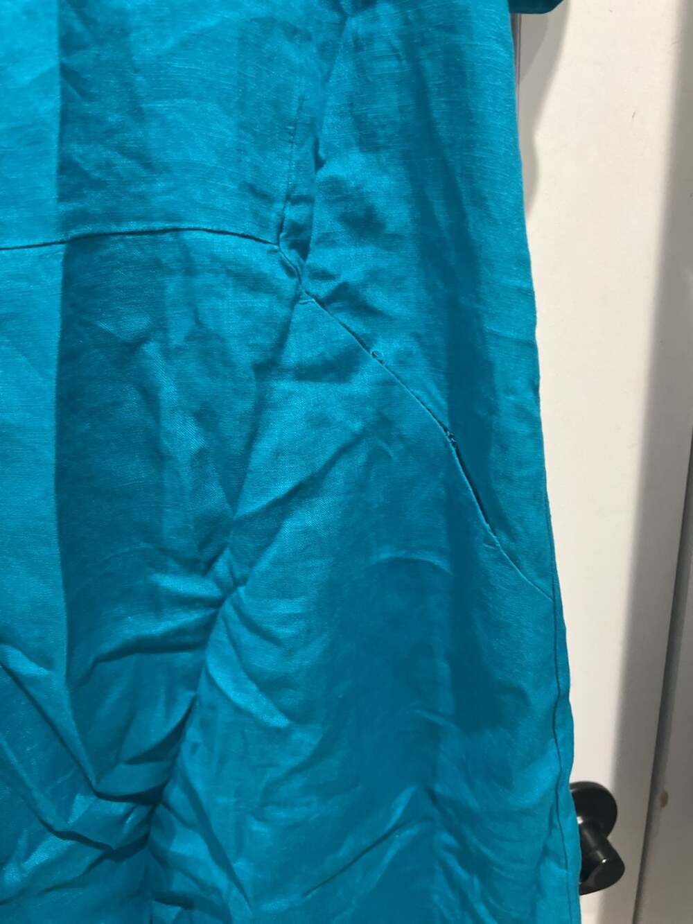 J.Jill Love Linen Turquoise Blue Short Sleeve Button Front Popover Dress Size L - Picture 4 of 9